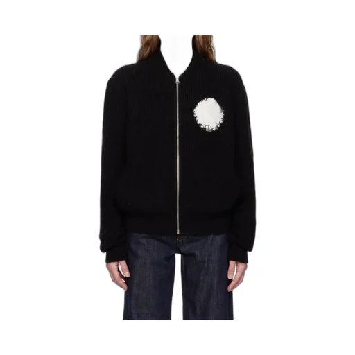 Distressed Zipped Knitted Cardigan
