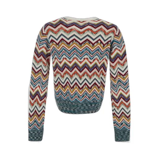 Zigzag Woven V-Neck Jumper