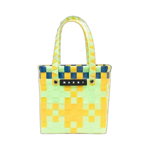 Logo-Patch Woven Tote Bag