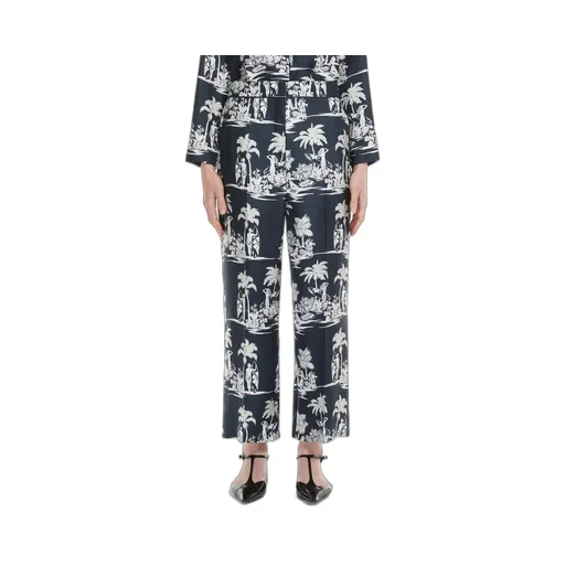 Printed Silk Cropped Trousers