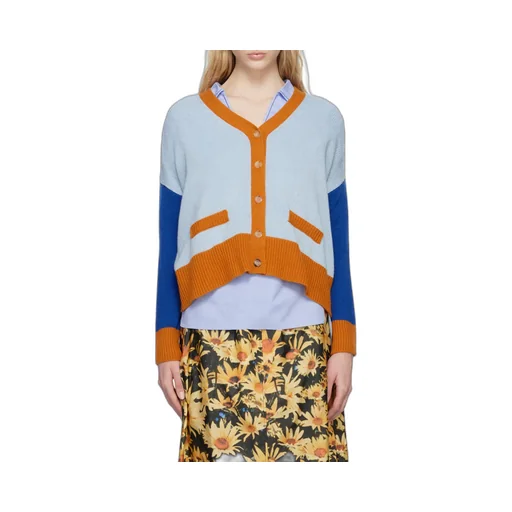 Contrasting-Trim Knit Cardigan