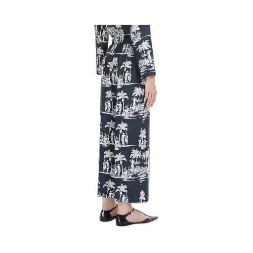 Printed Silk Cropped Trousers