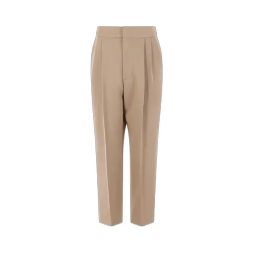 High-Waist Pleated Cropped-Leg Trousers