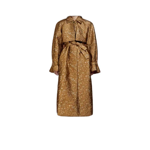 Atelier All-Over Patterned Oversized Belted Coat