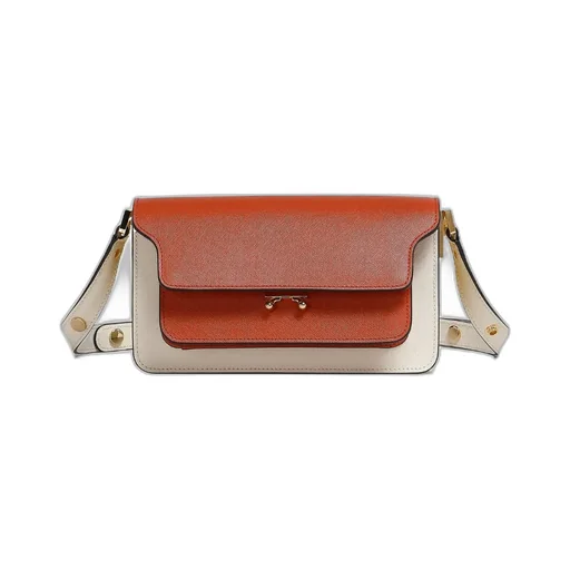 Colour-Block Saffiano Foldover-Top Shoulder Bag