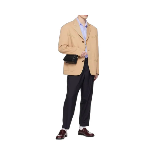 Single-Breasted Blazer In Beige Cavalry Wool