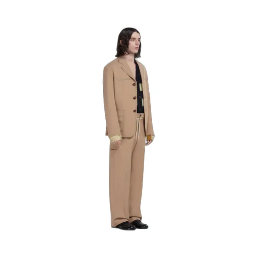 Single-Breasted Blazer In Beige Cavalry Wool