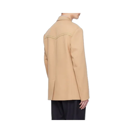 Single-Breasted Blazer In Beige Cavalry Wool