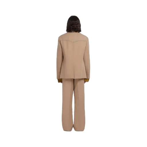 Single-Breasted Blazer In Beige Cavalry Wool