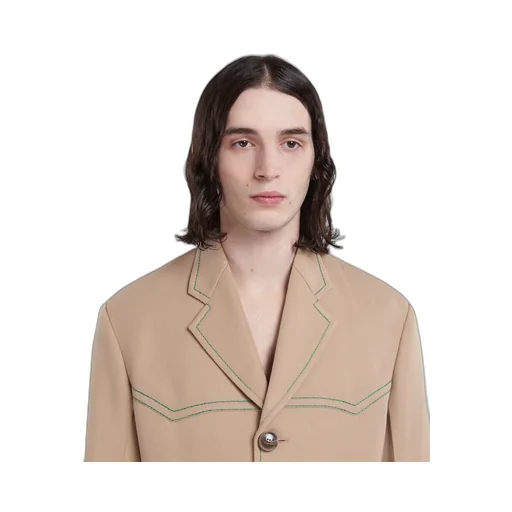 Single-Breasted Blazer In Beige Cavalry Wool