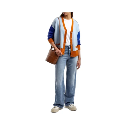 Contrasting-Trim Knit Cardigan