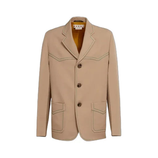 Single-Breasted Blazer In Beige Cavalry Wool
