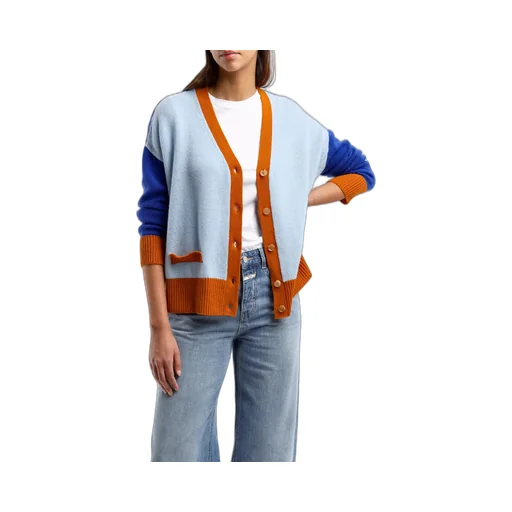 Contrasting-Trim Knit Cardigan