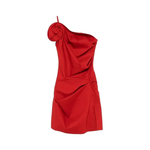 One-Shoulder Pleated Mini Dress
