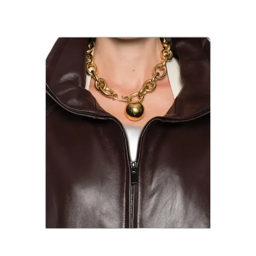 Long-Sleeved Leather Jacket