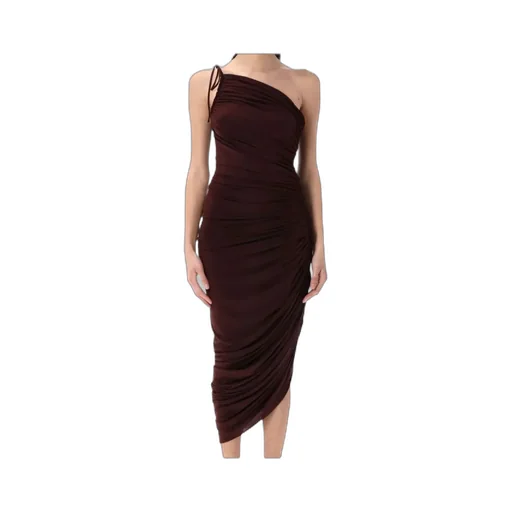 Asymmetric Pleated Midi Dress