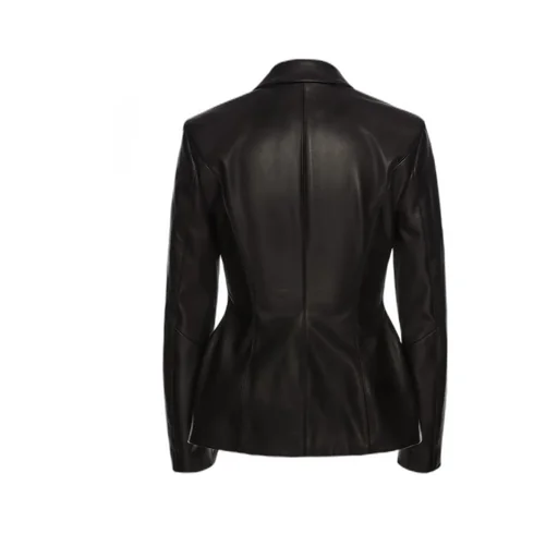 Stitch Waist Leather Blazer