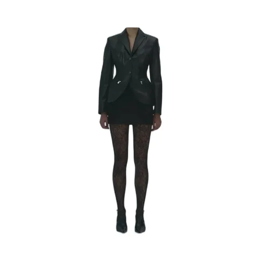 Stitch Waist Leather Blazer