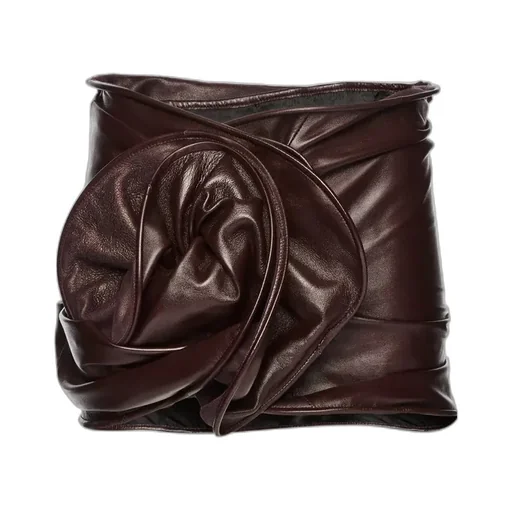 Draped Leather Mini Skirt