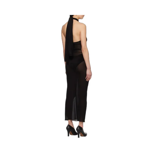 Sheer Halter Bustier Midi Dress