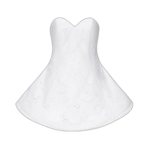 Lace Poplin Strapless Babydoll Mini Dress