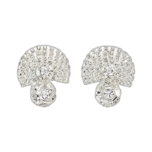 Fan-Shaped Crystal-Embellished Earrings