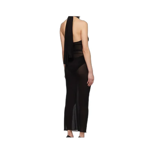 Sheer Halter Bustier Midi Dress