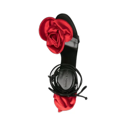 105Mm Floral-Appliqué Satin Sandals