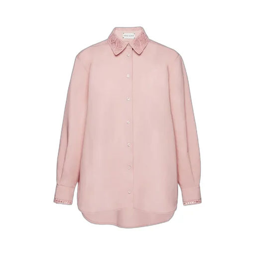 Crochet Collar Button-Up Shirt
