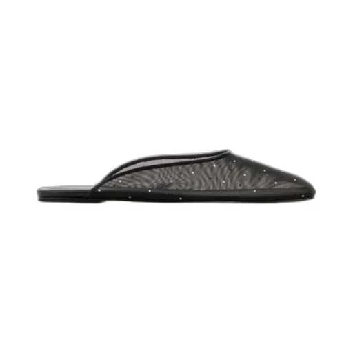 Embellished Mesh Flat Mules