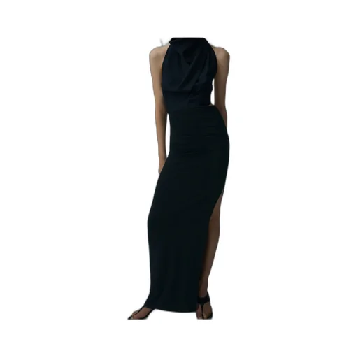 Draped Halterneck Evening Dress