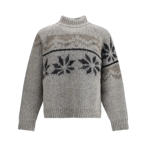 Intarsia Mock Neck Sweater