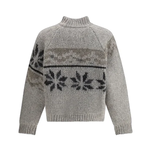 Intarsia Mock Neck Sweater