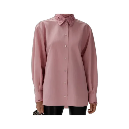 Crochet Collar Button-Up Shirt