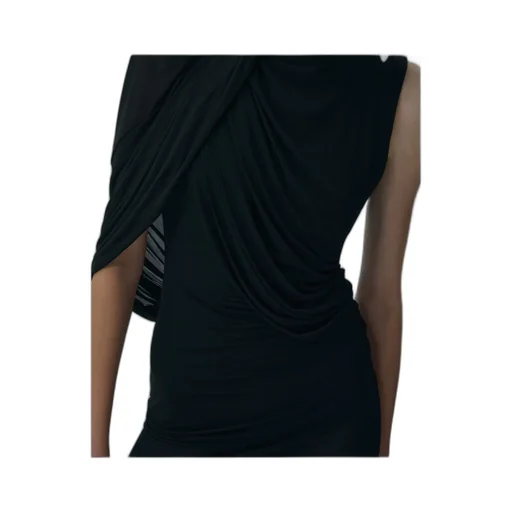Asymmetrical Draped Midi Dress
