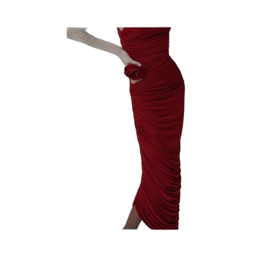 Asymmetrical Draped Midi Skirt