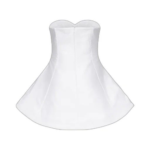 Lace Poplin Strapless Babydoll Mini Dress