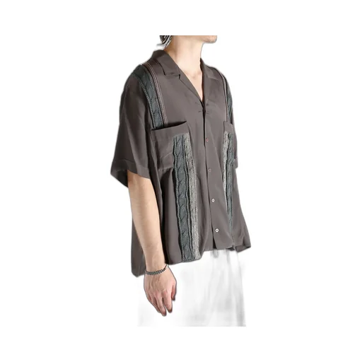 Cable-Knit Panel Shirt