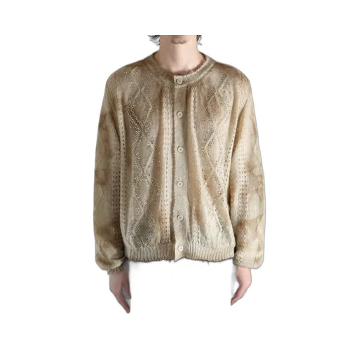 Embellished Cable-Knit Cardigan