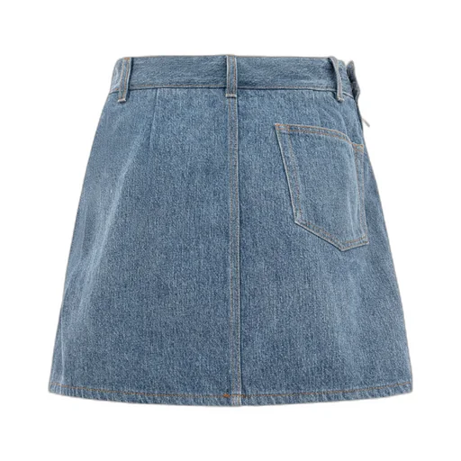 Draped Denim Mini Skirt