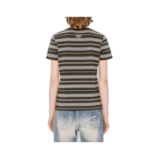 Striped Cotton T-Shirt Boke Flower