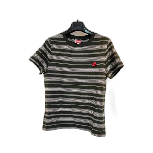 Striped Cotton T-Shirt Boke Flower