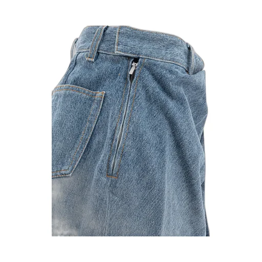 Draped Denim Mini Skirt