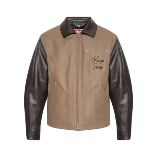 Kenzo Paris Chainstitch Blouson In Wool And Leather
