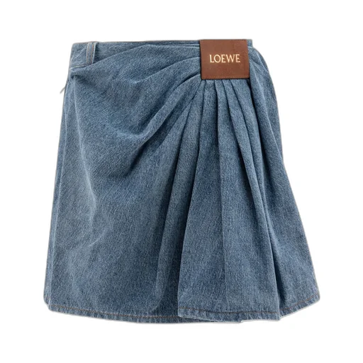 Draped Denim Mini Skirt