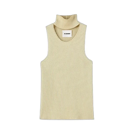 Cut-Out Detailed High-Neck Knitted Vest