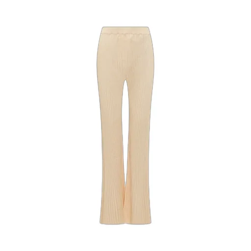 High-Waisted Chunky Ribbed Knit Trousers