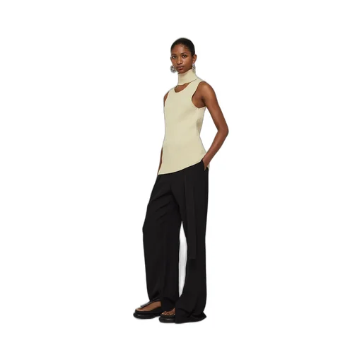 Cut-Out Detailed High-Neck Knitted Vest