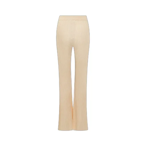High-Waisted Chunky Ribbed Knit Trousers