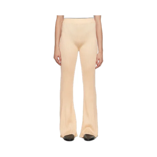 High-Waisted Chunky Ribbed Knit Trousers